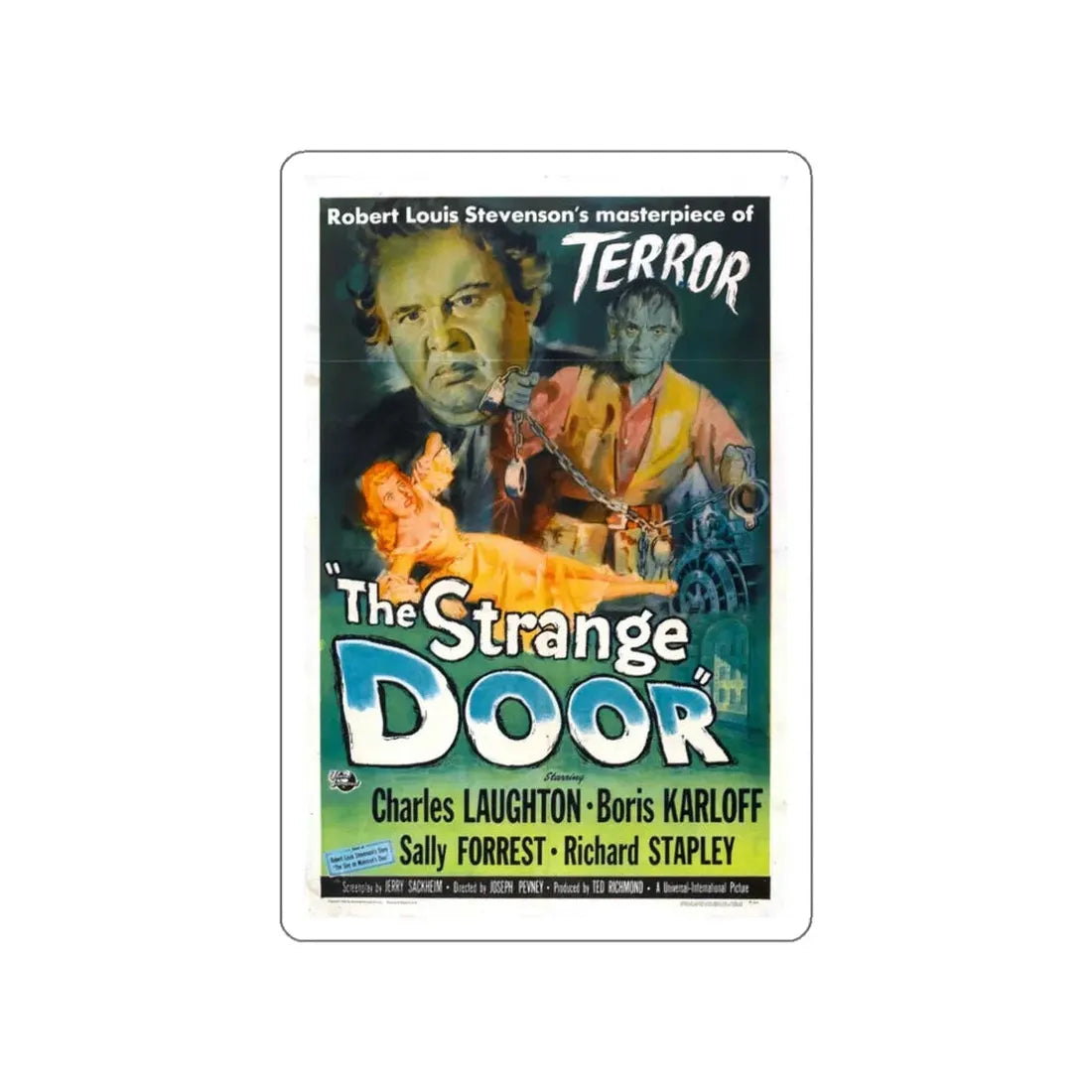 THE STRANGE DOOR 1951 Movie Poster STICKER Vinyl Die-Cut Decal 3 Inch - The Sticker Space