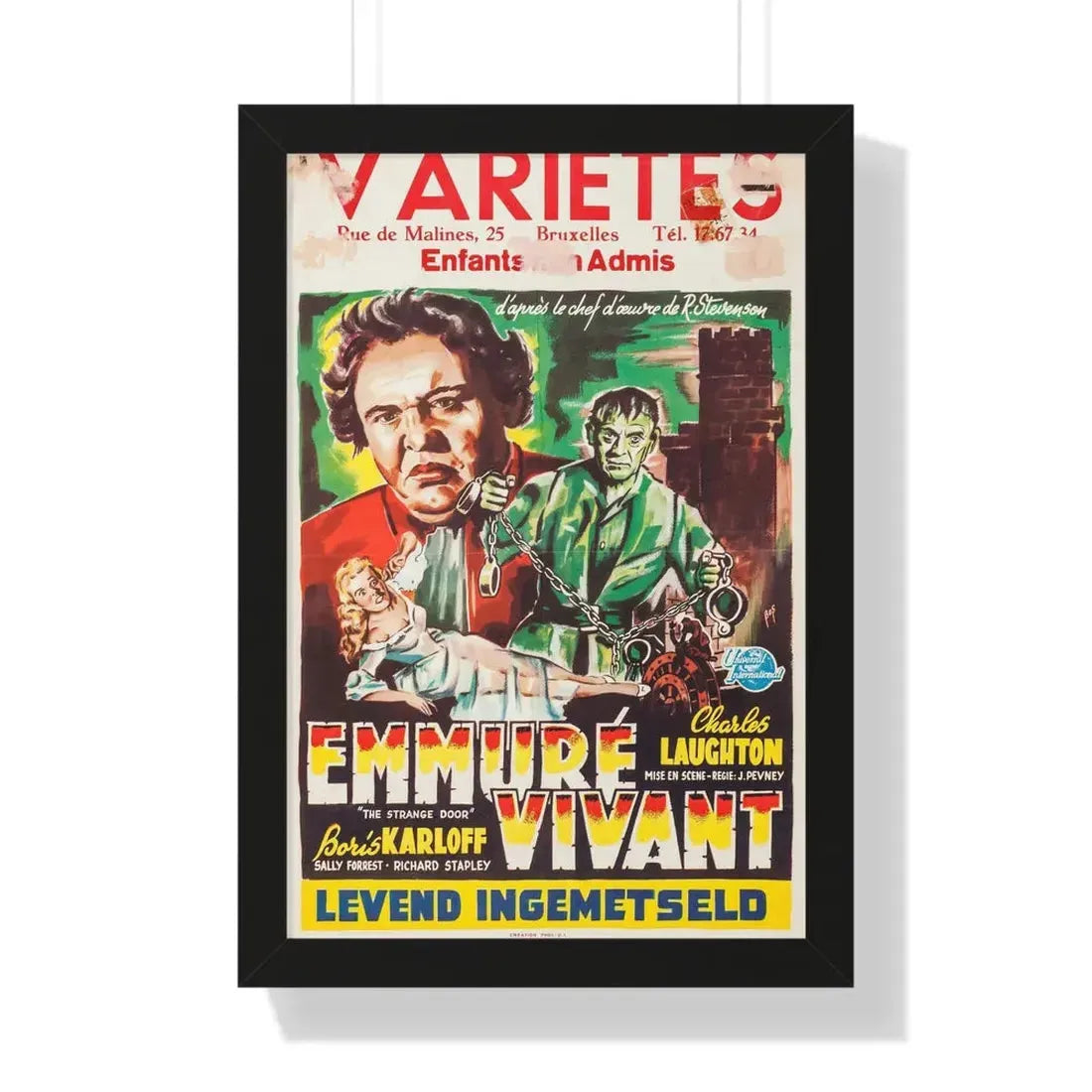 THE STRANGE DOOR (BELGIAN) 1951 - Framed Movie Poster 16″ x 24″ Black - The Sticker Space
