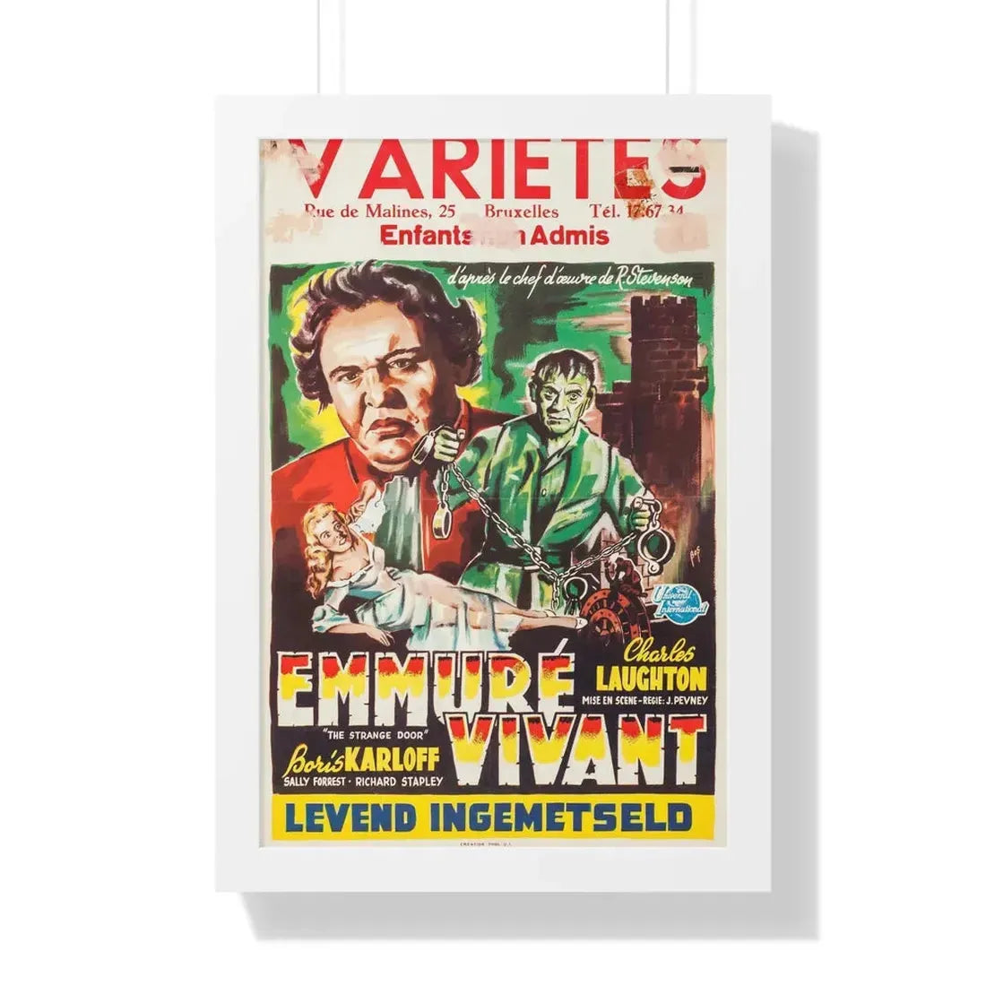 THE STRANGE DOOR (BELGIAN) 1951 - Framed Movie Poster 16″ x 24″ White - The Sticker Space