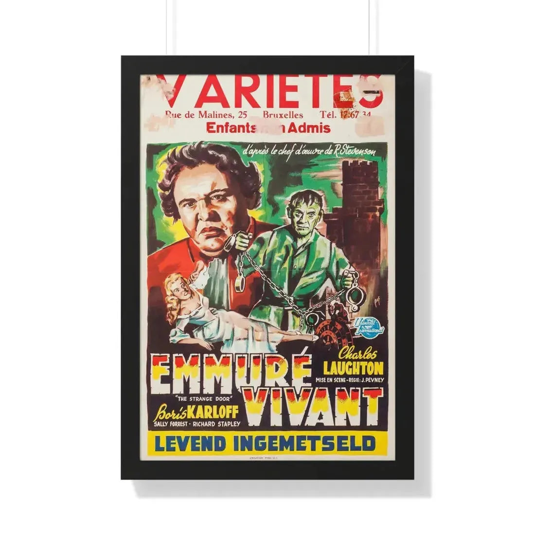 THE STRANGE DOOR (BELGIAN) 1951 - Framed Movie Poster 20" x 30" Black - The Sticker Space