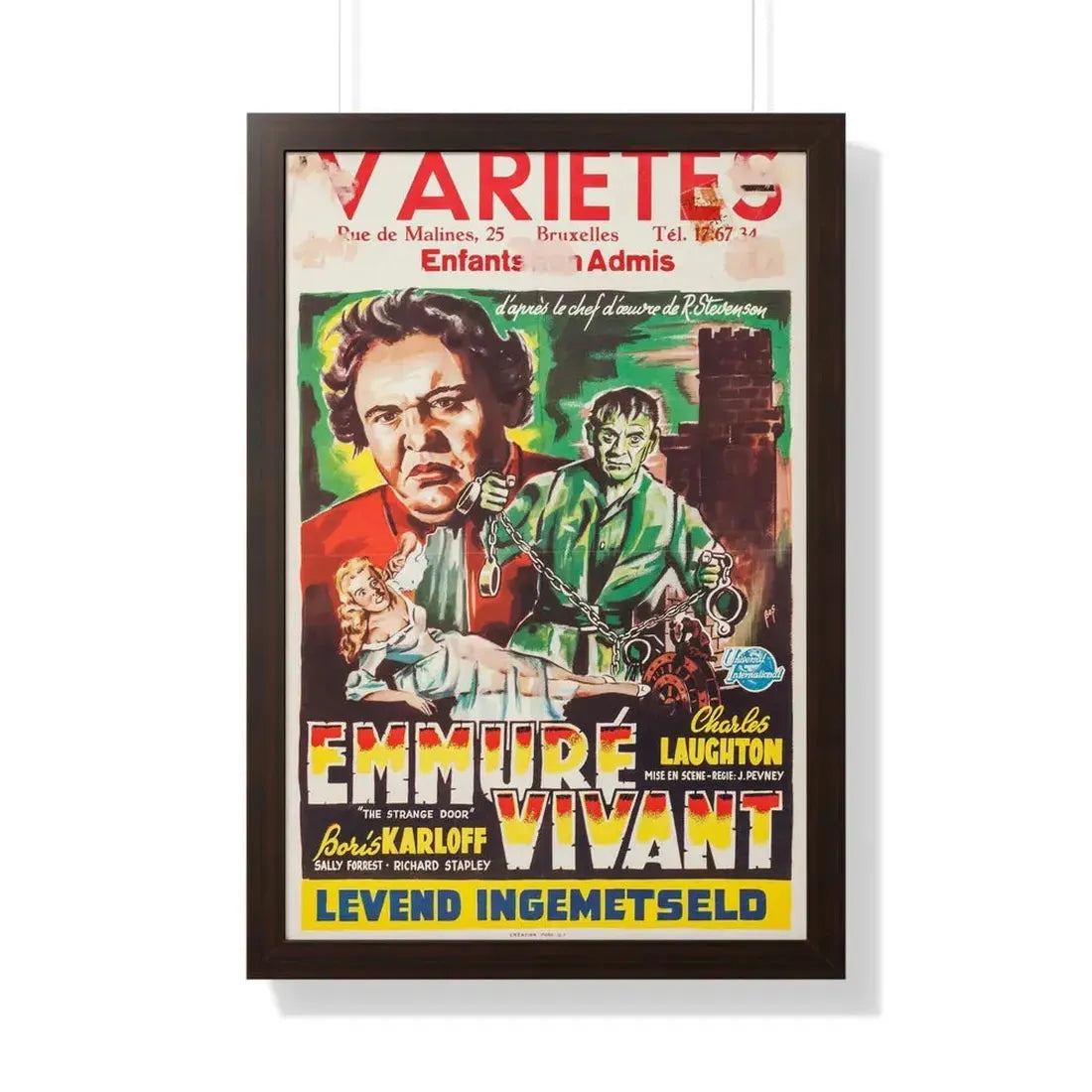 THE STRANGE DOOR (BELGIAN) 1951 - Framed Movie Poster 20" x 30" Walnut - The Sticker Space