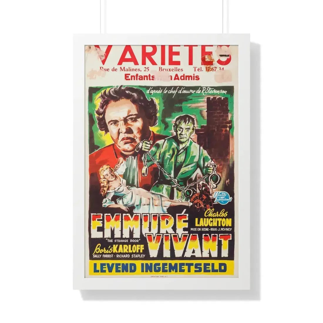 THE STRANGE DOOR (BELGIAN) 1951 - Framed Movie Poster 20" x 30" White - The Sticker Space