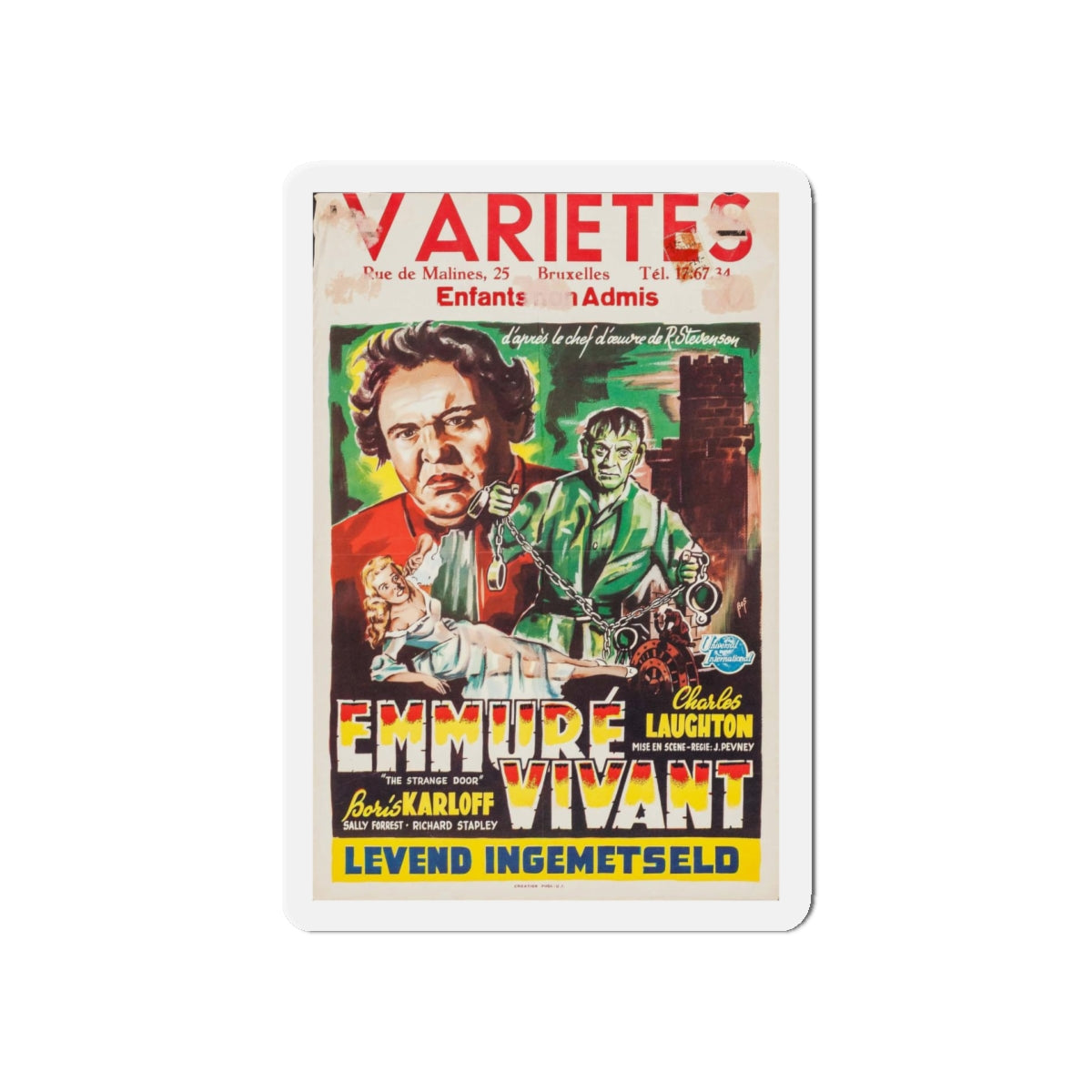 THE STRANGE DOOR (BELGIAN) 1951 Movie Poster - Refrigerator Magnet-5 Inch-The Sticker Space