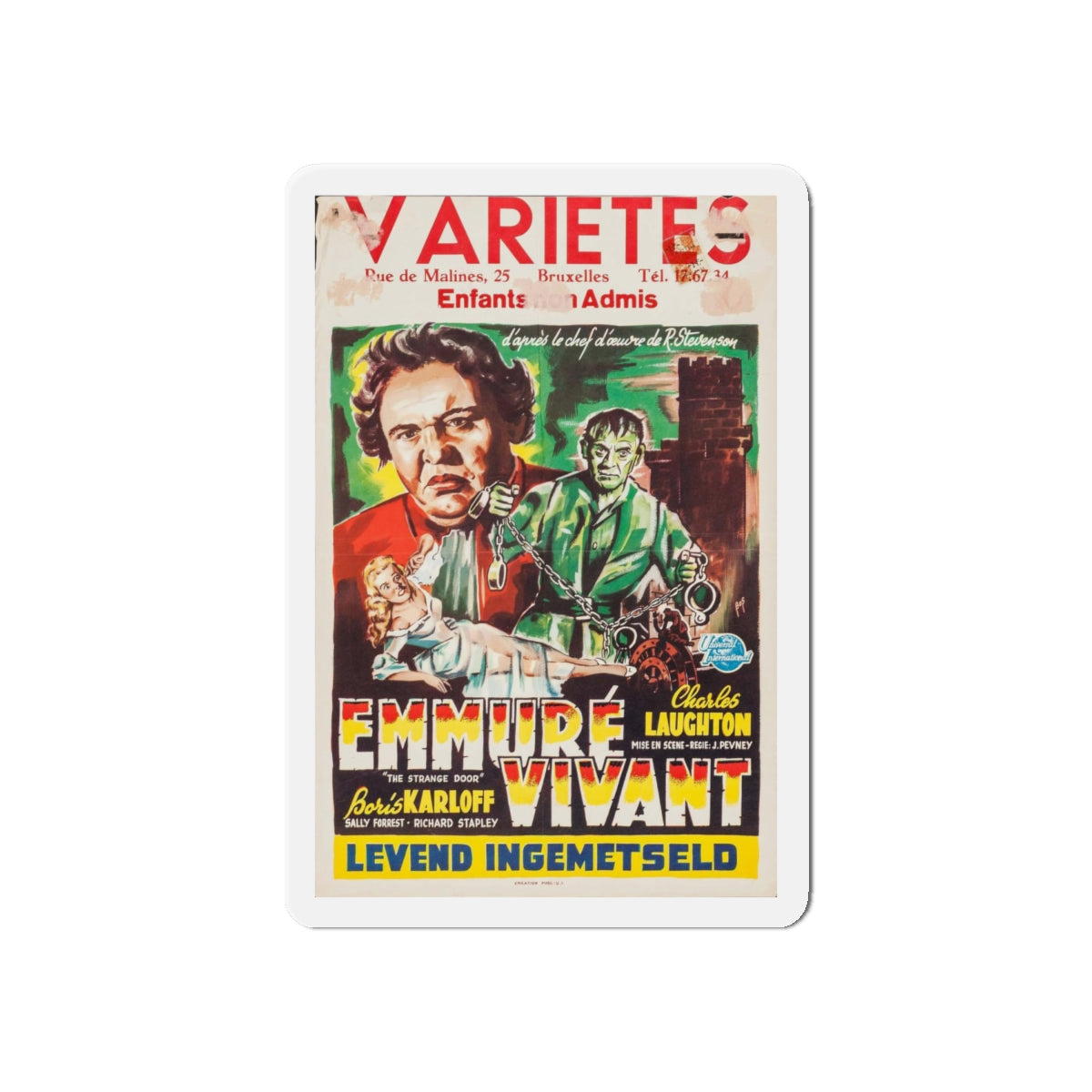 THE STRANGE DOOR (BELGIAN) 1951 Movie Poster - Refrigerator Magnet-6 × 6"-The Sticker Space