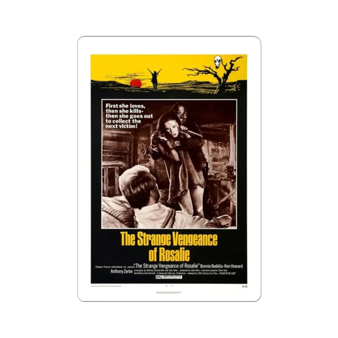 THE STRANGE VENGEANCE OF ROSALIE 1972 Movie Poster - STICKER Vinyl Kiss-Cut Decal 2 Inch White - The Sticker Space