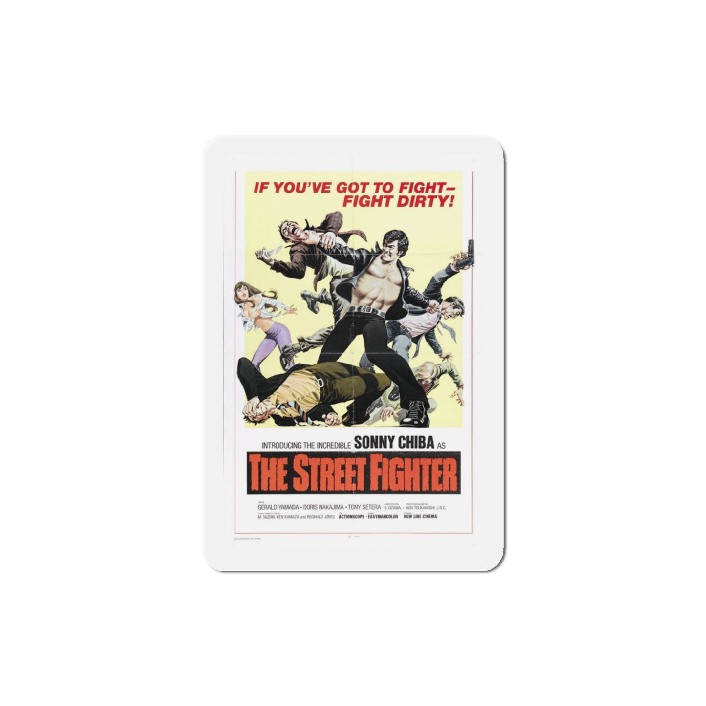 The Street Fighter 1974 Movie Poster Die-Cut Magnet-3" x 3"-The Sticker Space