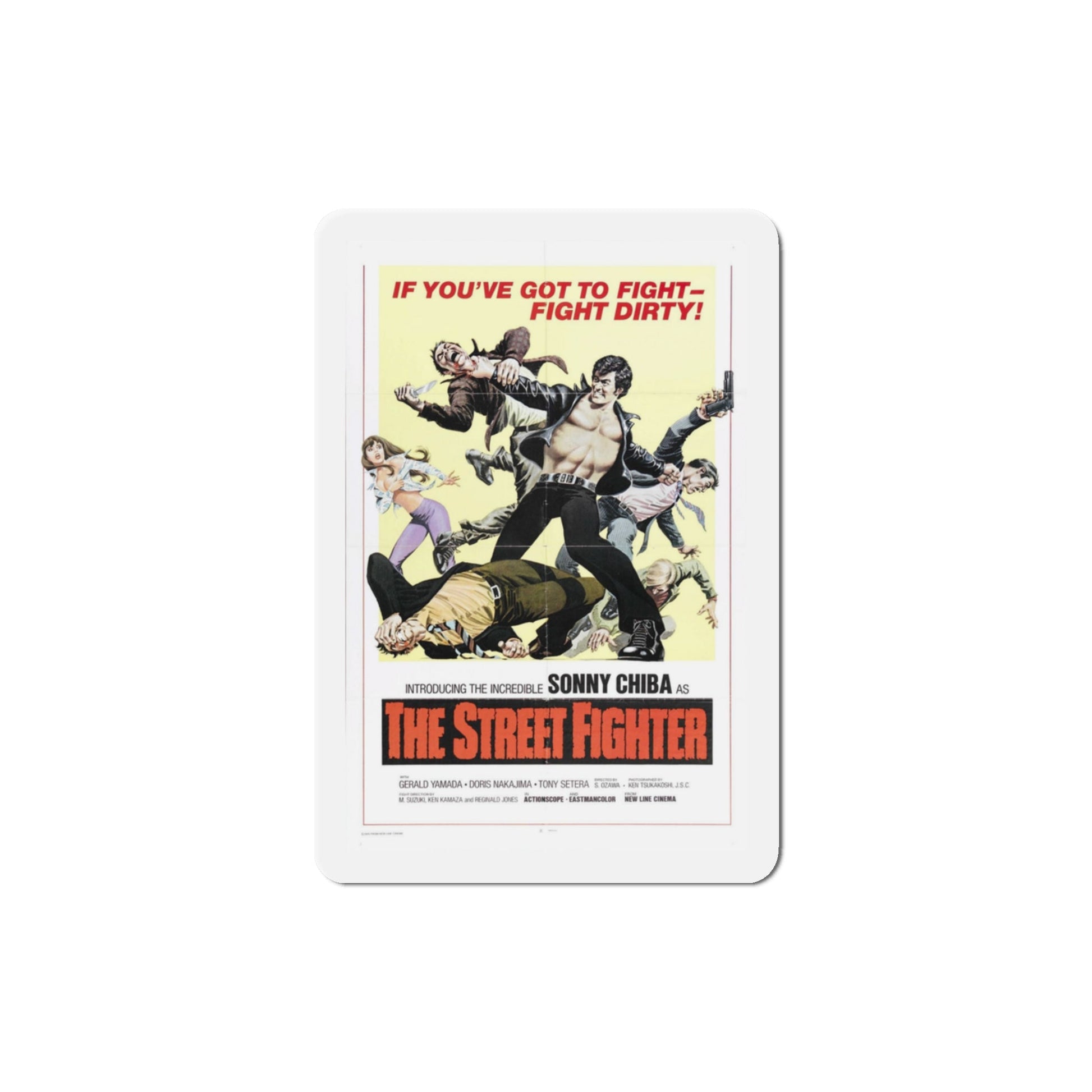 The Street Fighter 1974 Movie Poster Die-Cut Magnet-3" x 3"-The Sticker Space