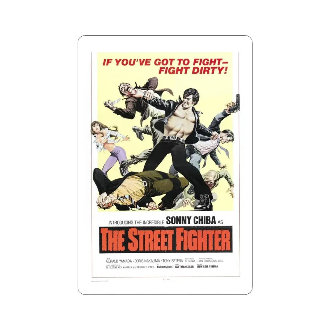 THE STREET FIGHTER 1974 Movie Poster - STICKER Vinyl Kiss-Cut Decal 6 Inch White - The Sticker Space