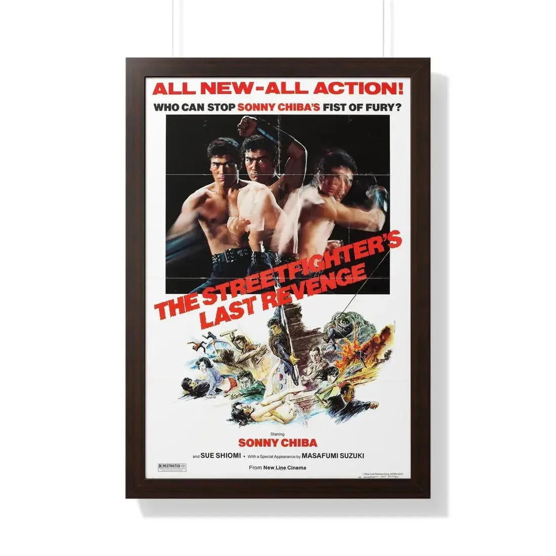 THE STREETFIGHTERS LAST REVENGE 1974 - Framed Movie Poster 20" x 30" Walnut - The Sticker Space