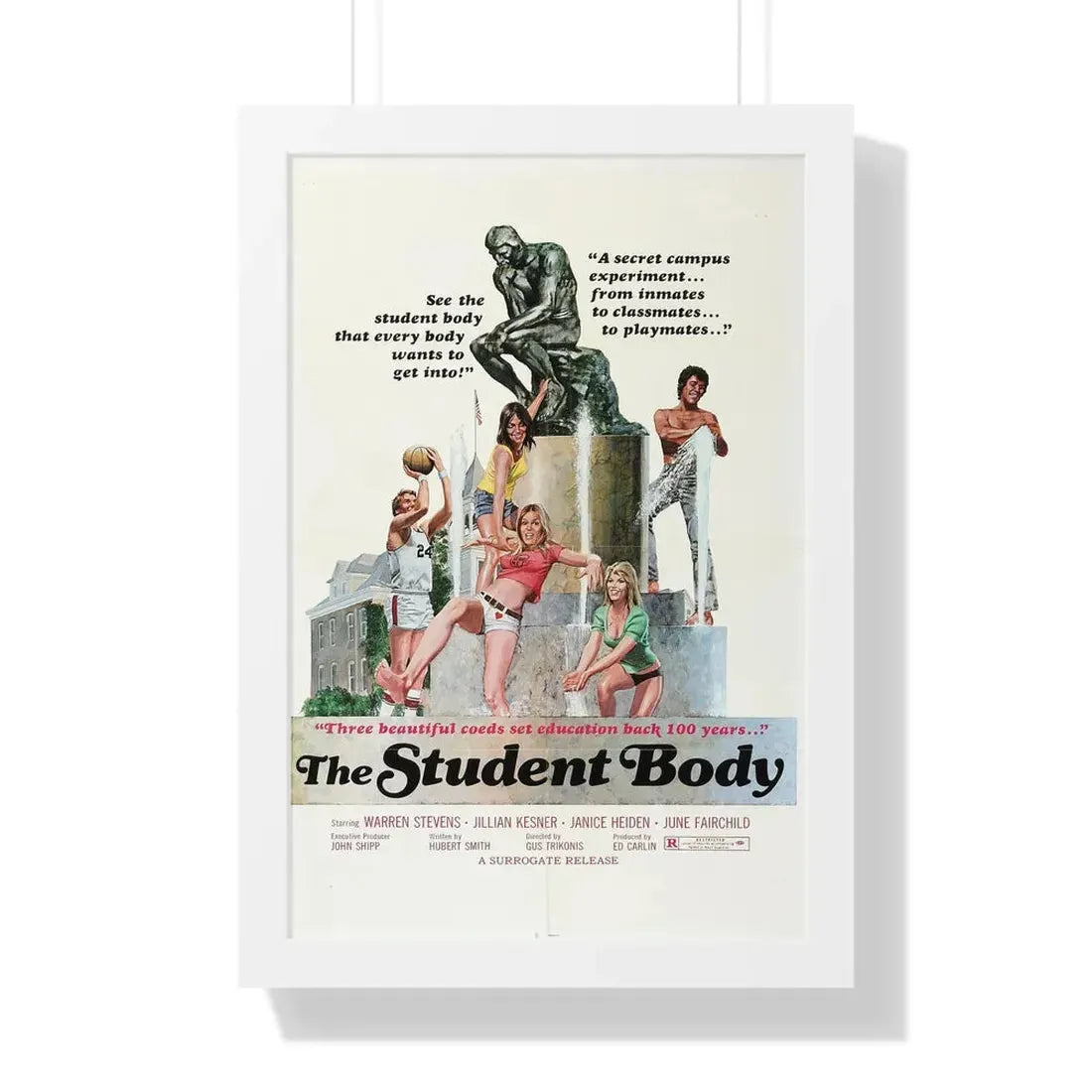 THE STUDENT BODY 1976 - Framed Movie Poster 16″ x 24″ White - The Sticker Space