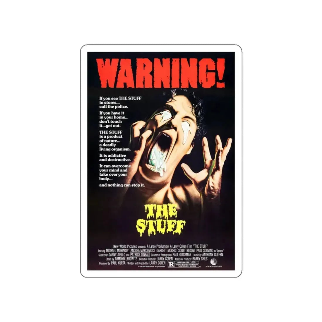 THE STUFF 1985 Movie Poster STICKER Vinyl Die-Cut Decal 4 Inch - The Sticker Space