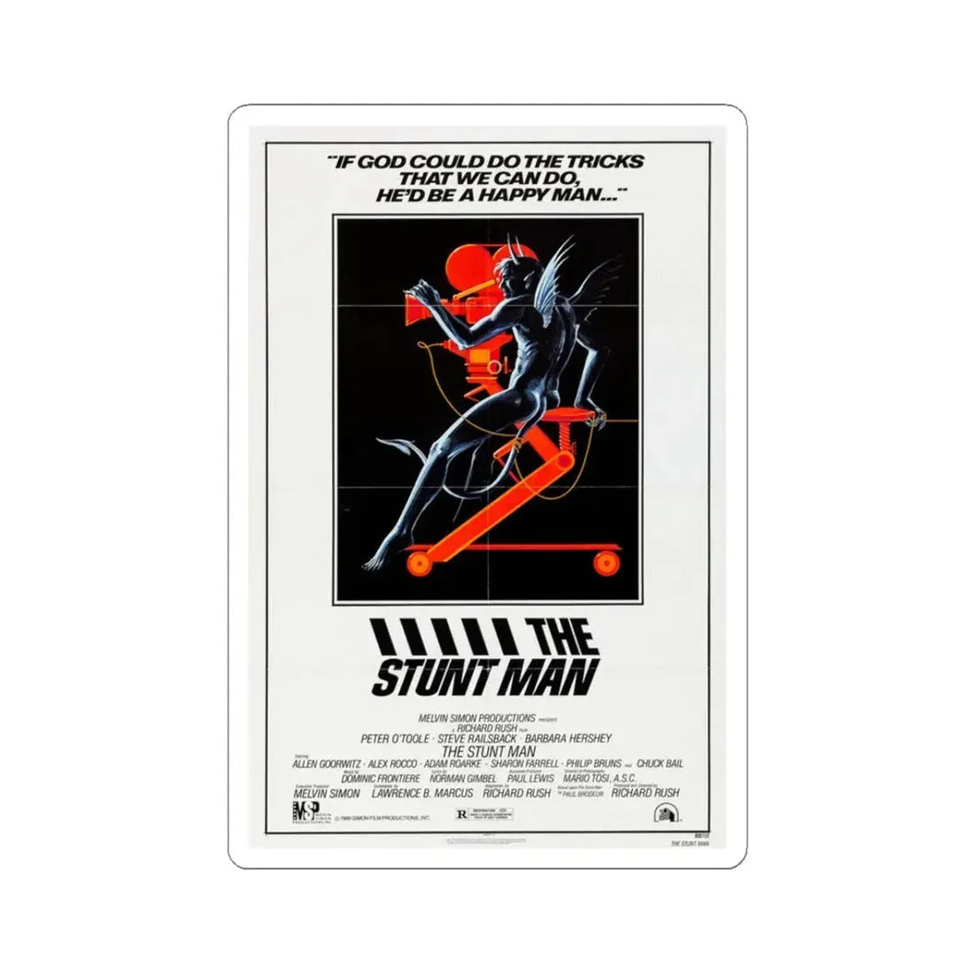 The Stunt Man 1980 Movie Poster - STICKER Vinyl Kiss-Cut Decal 3 Inch White - The Sticker Space