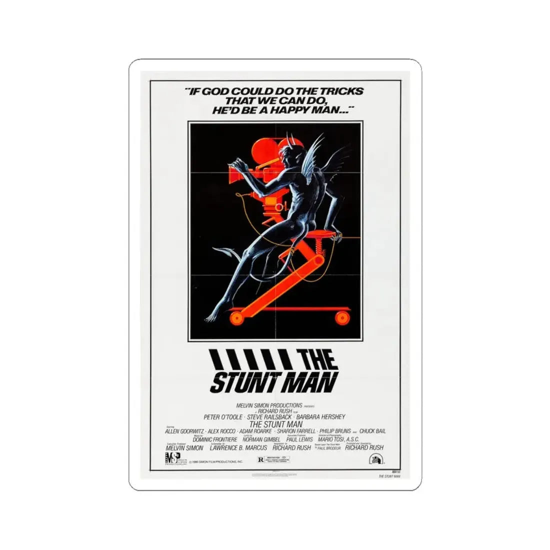 The Stunt Man 1980 Movie Poster - STICKER Vinyl Kiss-Cut Decal 4 Inch White - The Sticker Space