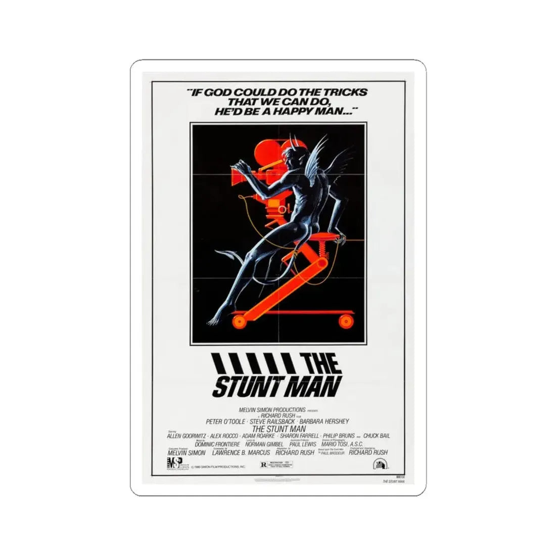 The Stunt Man 1980 Movie Poster - STICKER Vinyl Kiss-Cut Decal 6 Inch White - The Sticker Space