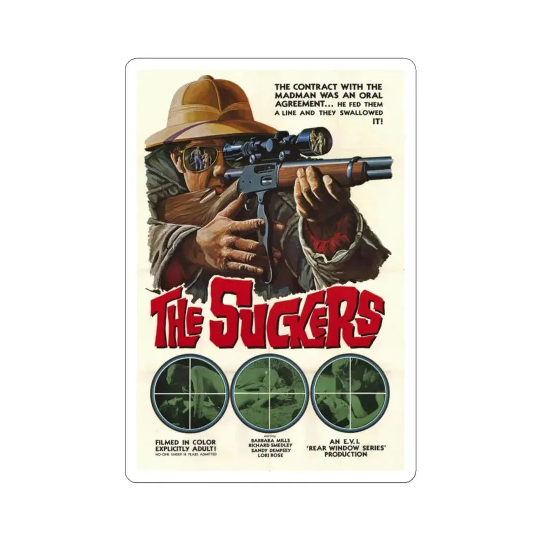THE SUCKERS 1972 Movie Poster - STICKER Vinyl Kiss-Cut Decal 4 Inch White - The Sticker Space