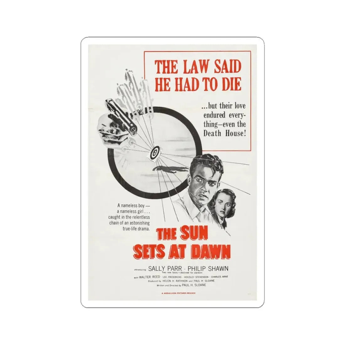 The Sun Sets at Dawn 1950 Movie Poster - STICKER Vinyl Kiss-Cut Decal 3 Inch White - The Sticker Space