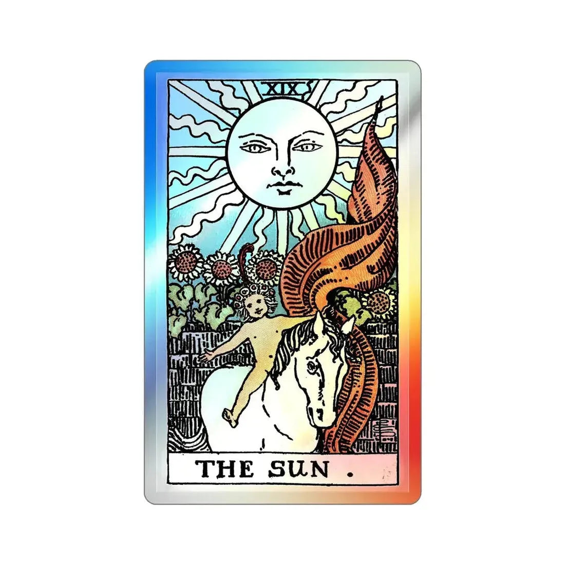 The Sun (Tarot Card) Holographic STICKER Die-Cut Vinyl Decal 5 Inch Holographic - The Sticker Space