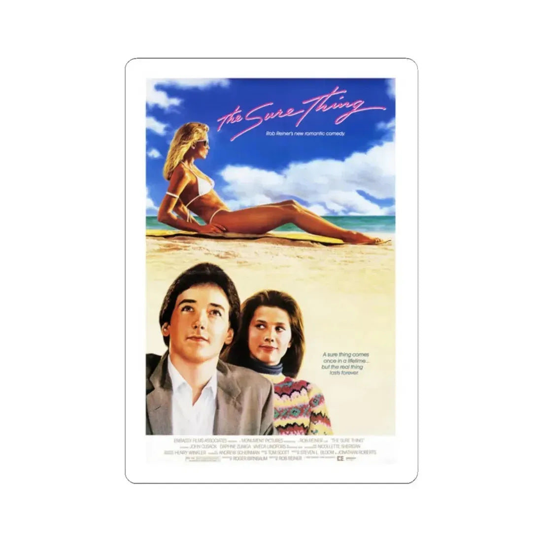 The Sure Thing 1985 Movie Poster - STICKER Vinyl Kiss-Cut Decal 2 Inch White - The Sticker Space