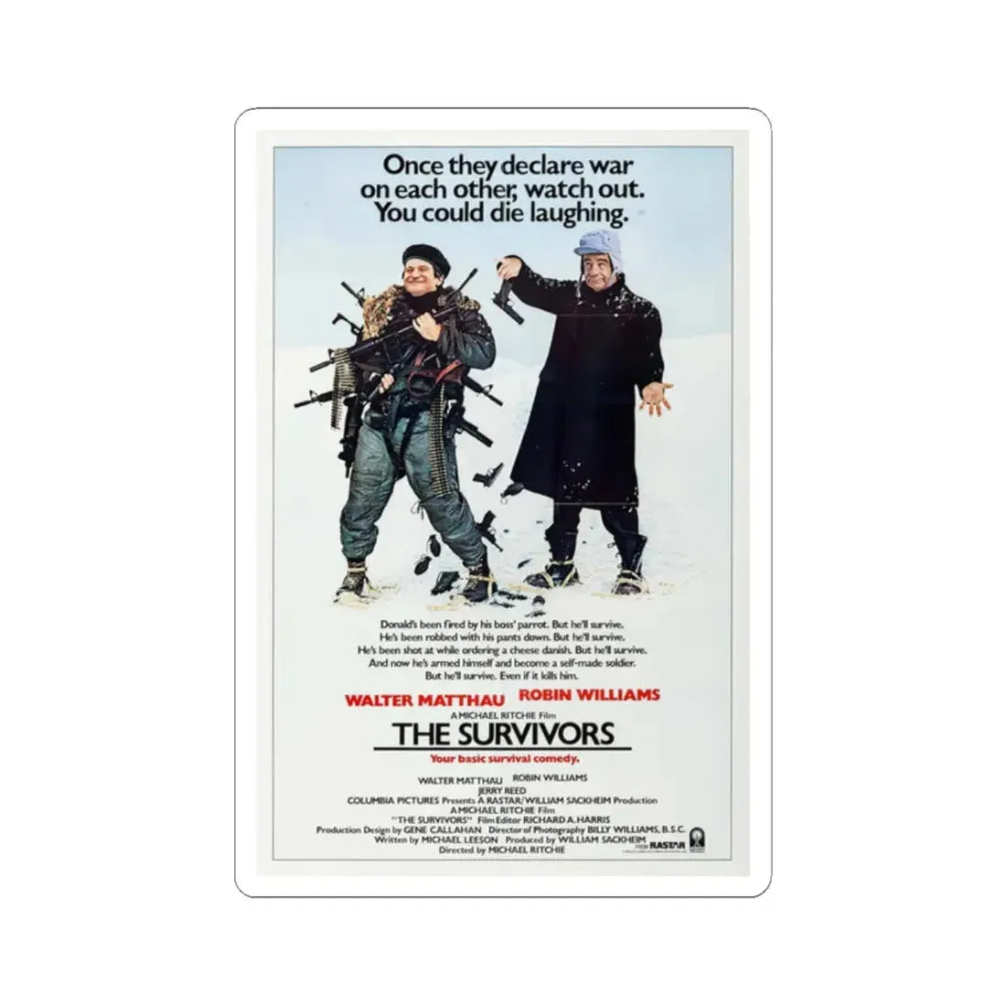 The Survivors 1983 Movie Poster - STICKER Vinyl Kiss-Cut Decal 2 Inch White - The Sticker Space