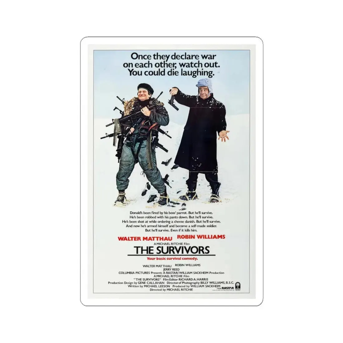 The Survivors 1983 Movie Poster - STICKER Vinyl Kiss-Cut Decal 3 Inch White - The Sticker Space