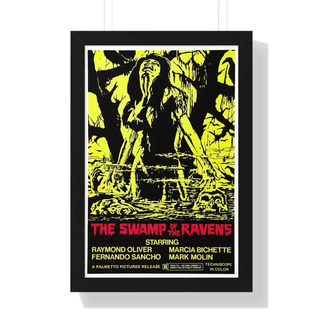THE SWAMP OF THE RAVENS 1974 - Framed Movie Poster 16″ x 24″ Black - The Sticker Space