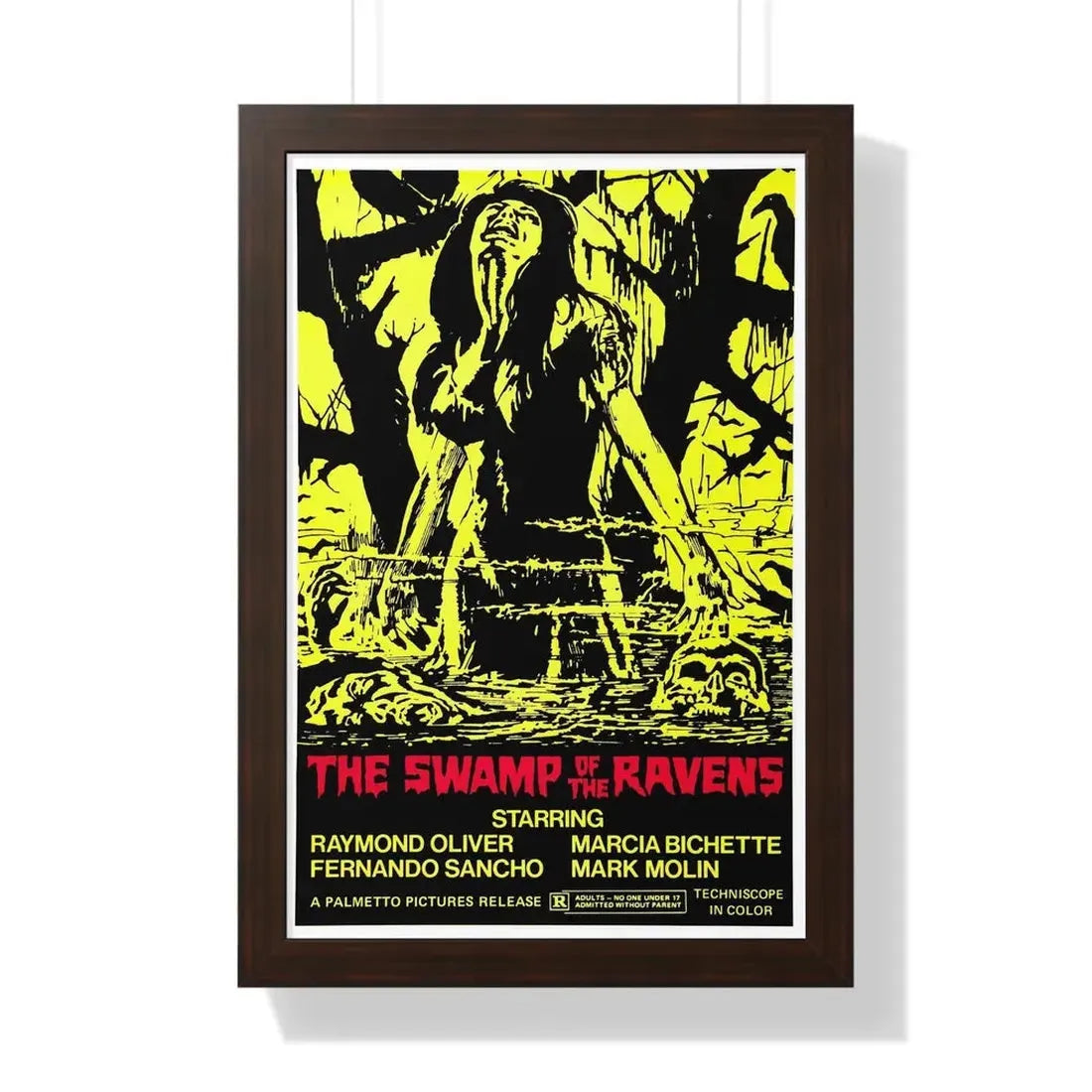 THE SWAMP OF THE RAVENS 1974 - Framed Movie Poster 16″ x 24″ Walnut - The Sticker Space