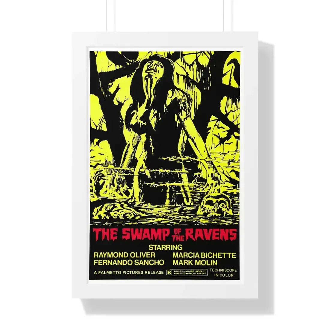 THE SWAMP OF THE RAVENS 1974 - Framed Movie Poster 16″ x 24″ White - The Sticker Space