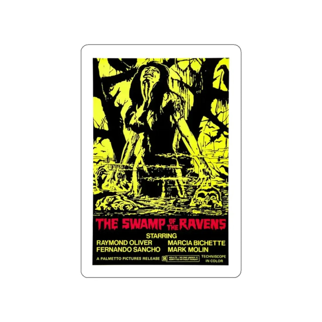 THE SWAMP OF THE RAVENS 1974 Movie Poster STICKER Vinyl Die-Cut Decal 2 Inch - The Sticker Space