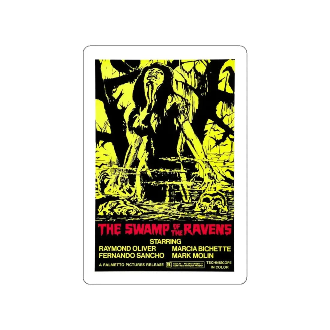 THE SWAMP OF THE RAVENS 1974 Movie Poster STICKER Vinyl Die-Cut Decal 5 Inch - The Sticker Space
