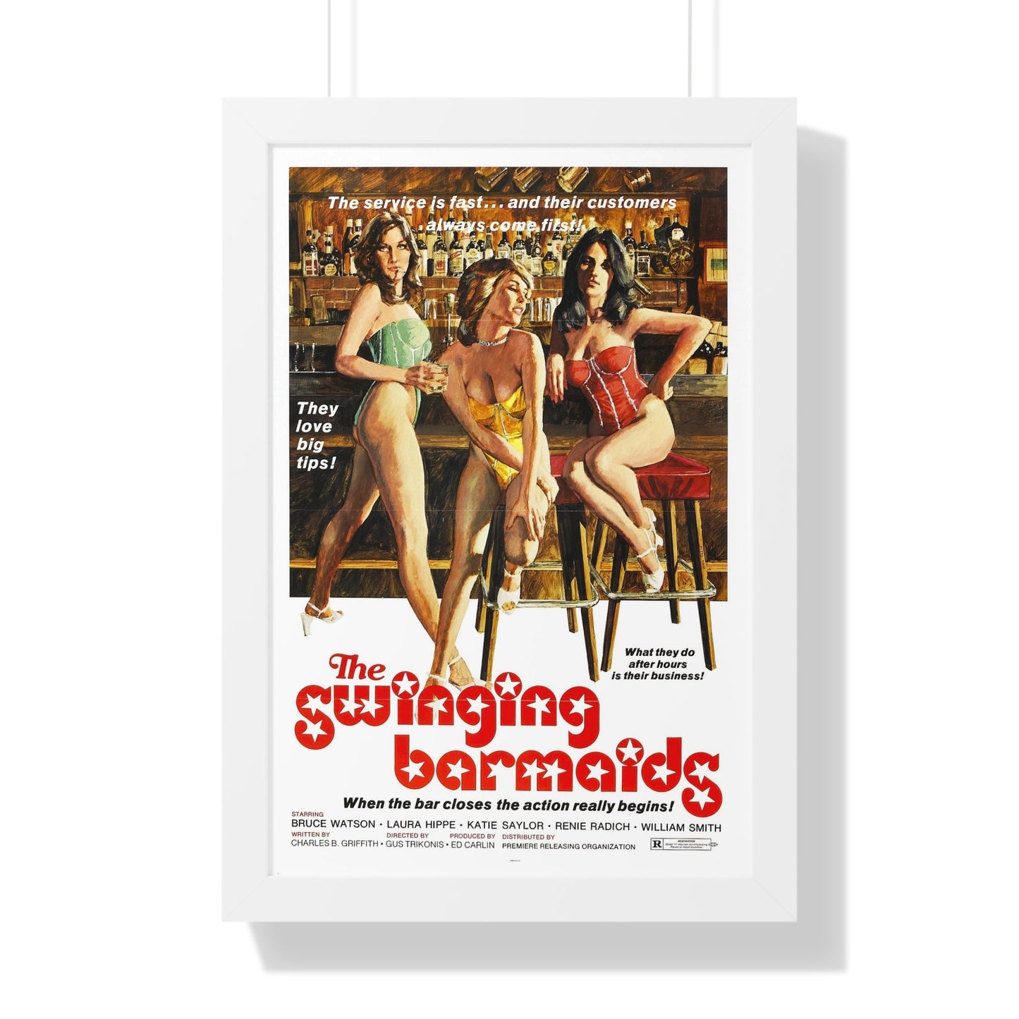 THE SWINGING BARMAIDS 1975 - Framed Movie Poster-16″ x 24″-The Sticker Space