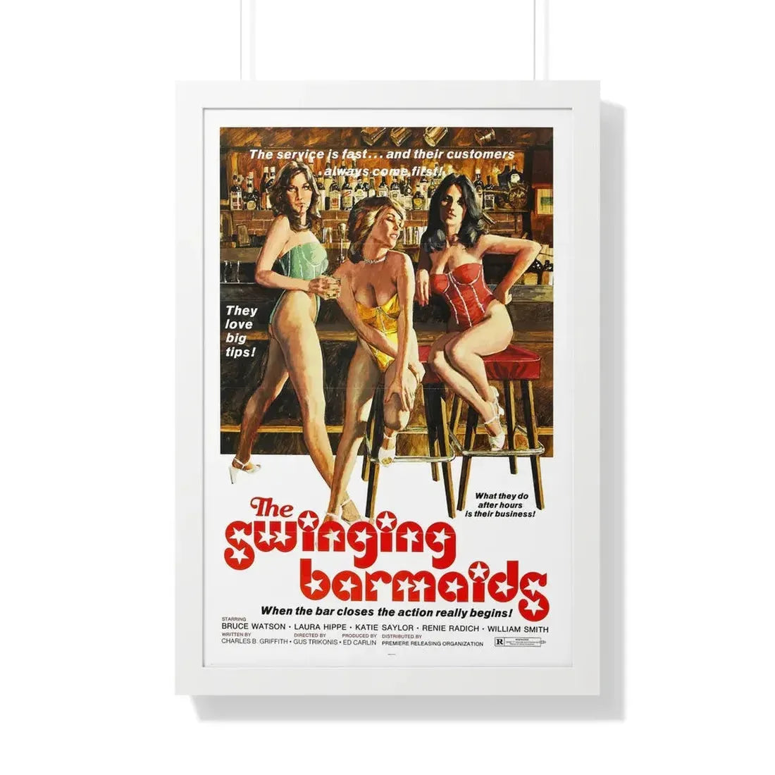 THE SWINGING BARMAIDS 1975 - Framed Movie Poster 20" x 30" White - The Sticker Space