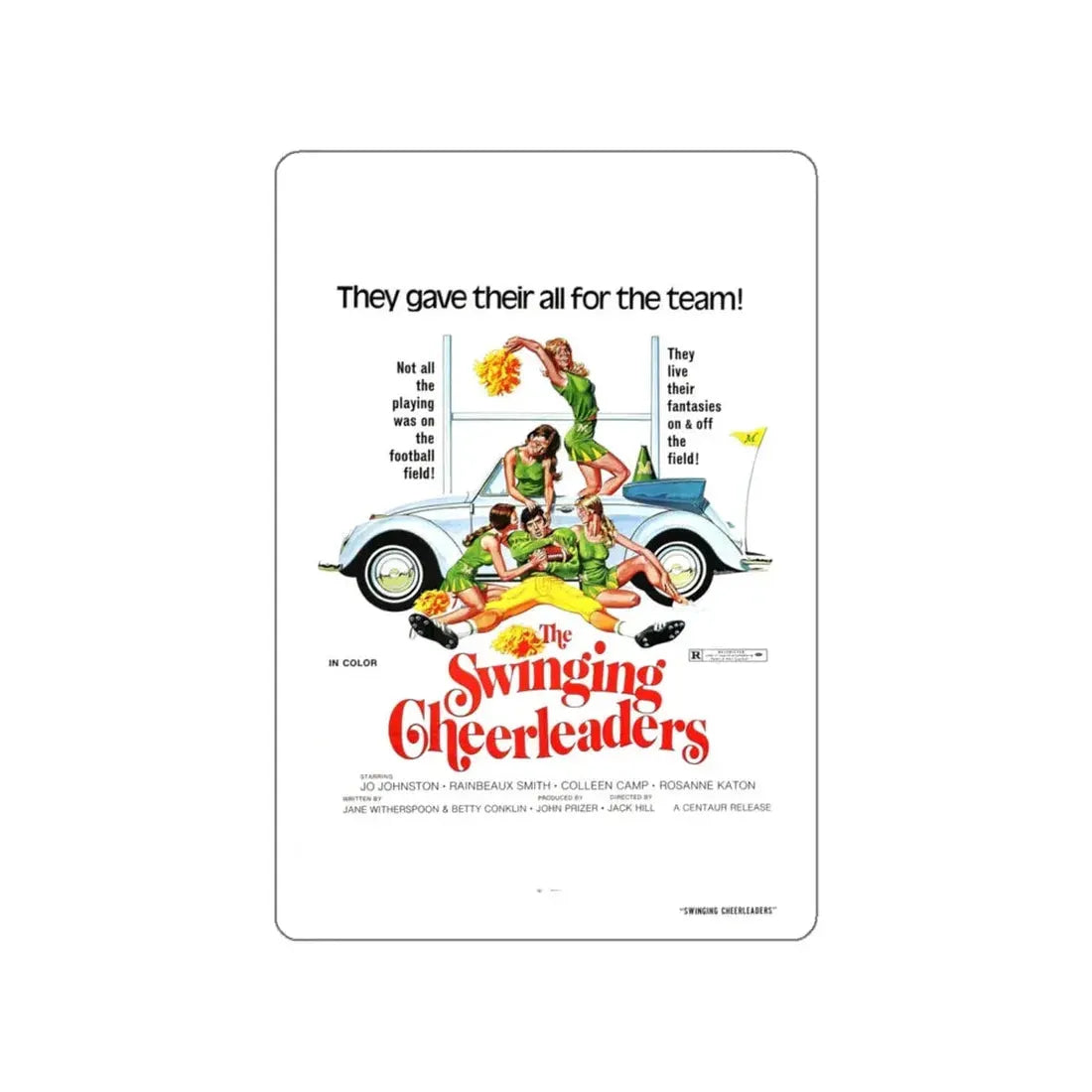 THE SWINGING CHEERLEADERS 1974 Movie Poster STICKER Vinyl Die-Cut Decal 4 Inch - The Sticker Space