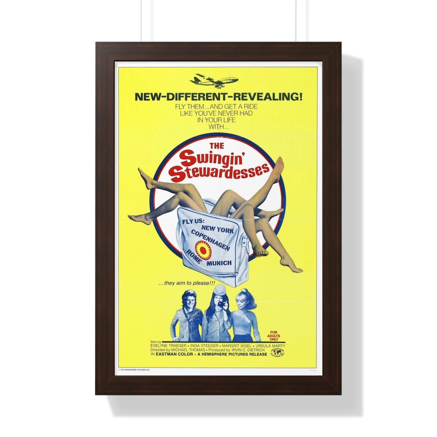 THE SWINGING STEWARDESSES 1971 - Framed Movie Poster-16″ x 24″-The Sticker Space