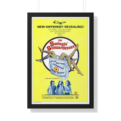 THE SWINGING STEWARDESSES 1971 - Framed Movie Poster 20" x 30" Black - The Sticker Space