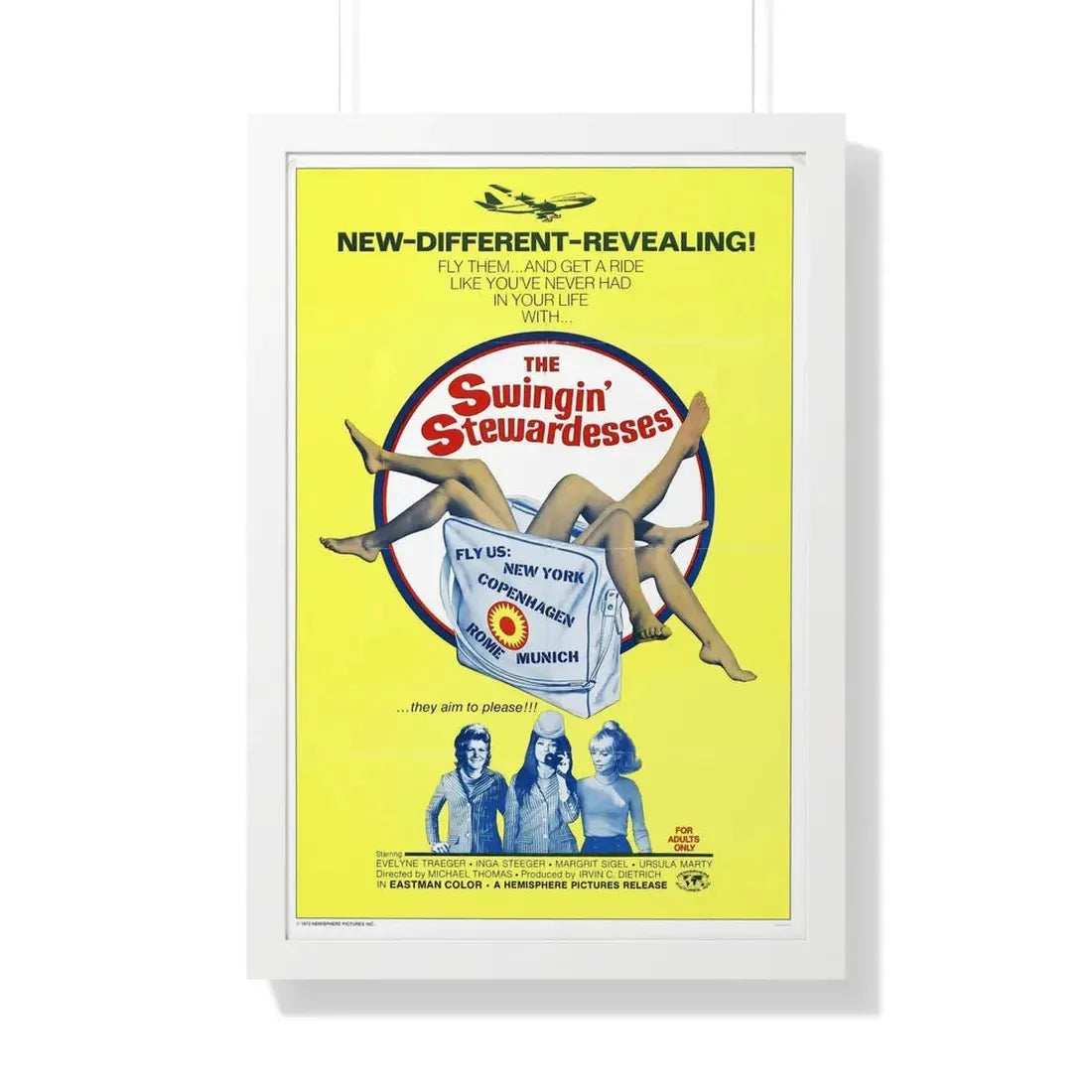 THE SWINGING STEWARDESSES 1971 - Framed Movie Poster 20" x 30" White - The Sticker Space