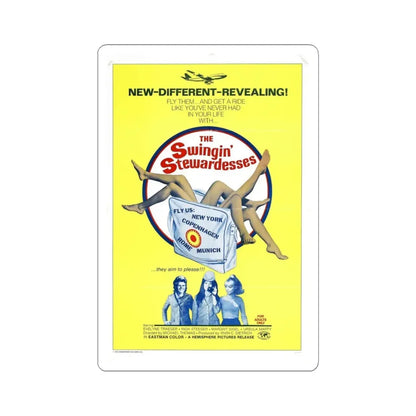 THE SWINGING STEWARDESSES 1971 Movie Poster - STICKER Vinyl Kiss-Cut Decal 6 Inch White - The Sticker Space