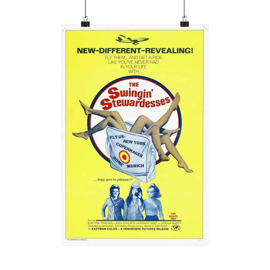 THE SWINGING STEWARDESSES 1971 - Paper Movie Poster 12″ x 18″ Matte - The Sticker Space