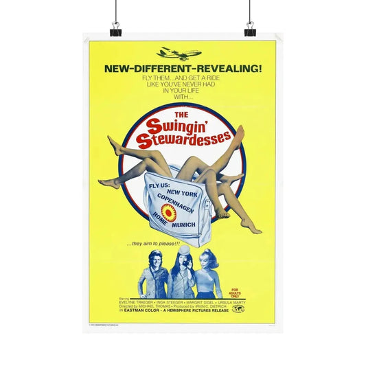 THE SWINGING STEWARDESSES 1971 - Paper Movie Poster 12″ x 18″ Matte - The Sticker Space