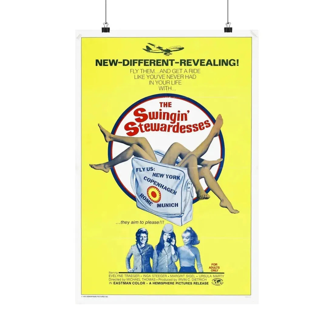 THE SWINGING STEWARDESSES 1971 - Paper Movie Poster 16″ x 24″ Matte - The Sticker Space