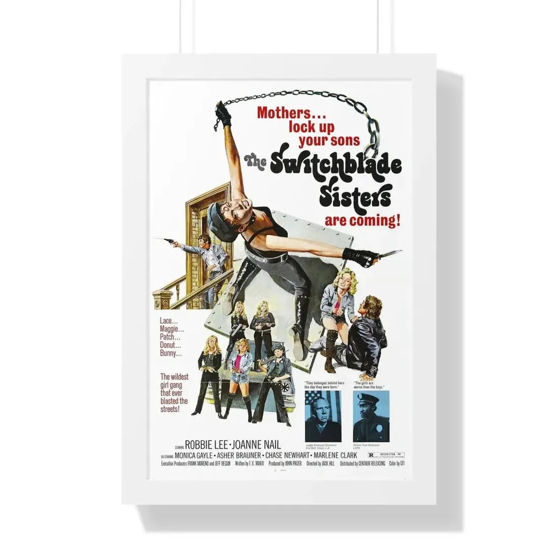 THE SWITCHBLADE SISTERS 1975 - Framed Movie Poster 16″ x 24″ White - The Sticker Space