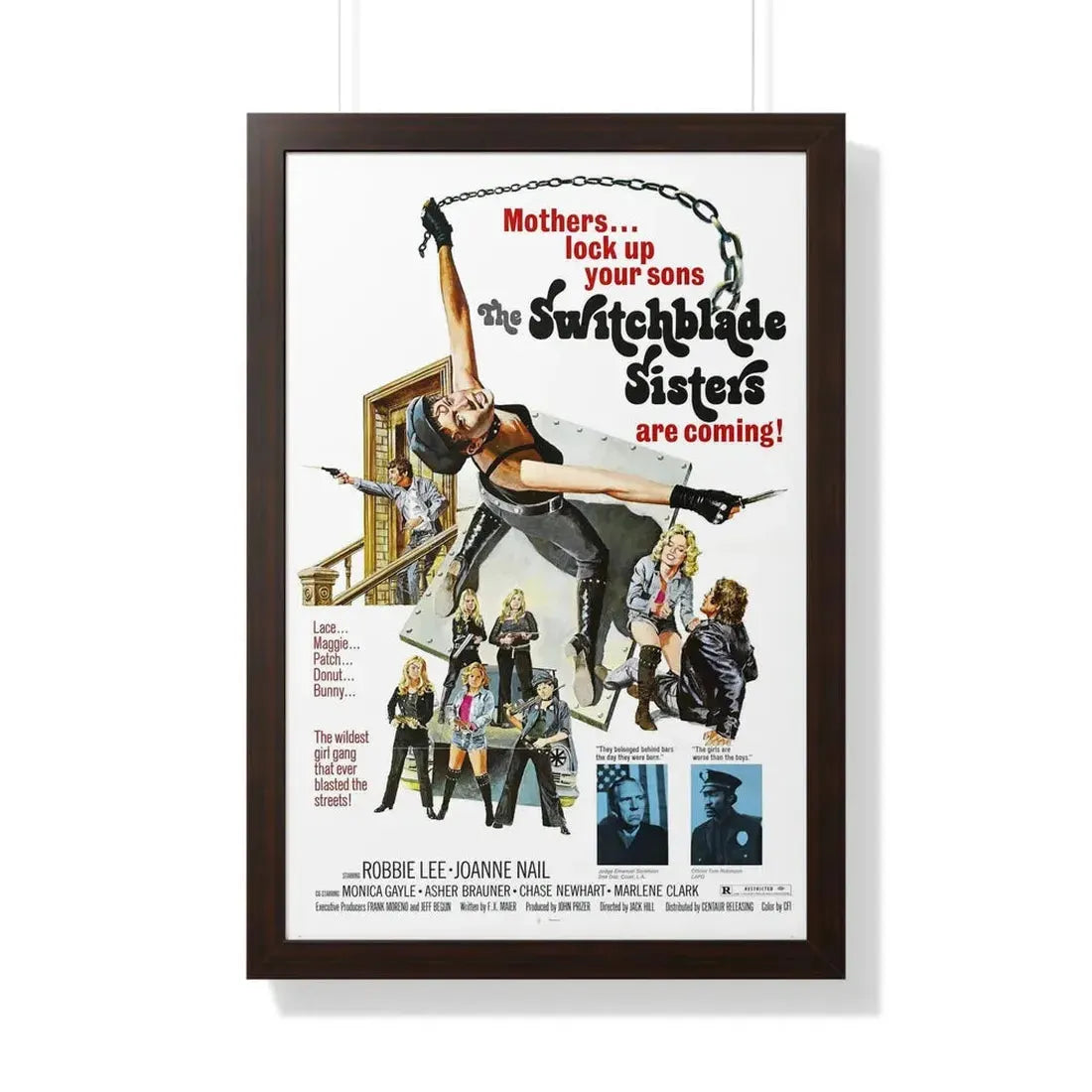 THE SWITCHBLADE SISTERS 1975 - Framed Movie Poster 20" x 30" Walnut - The Sticker Space