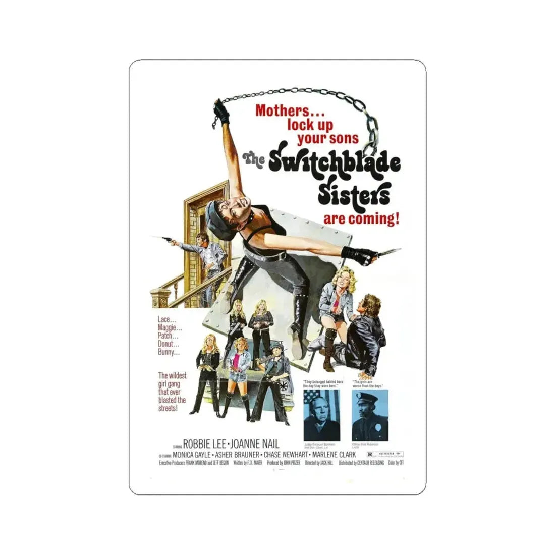 THE SWITCHBLADE SISTERS 1975 Movie Poster - STICKER Vinyl Kiss-Cut Decal 6 Inch White - The Sticker Space