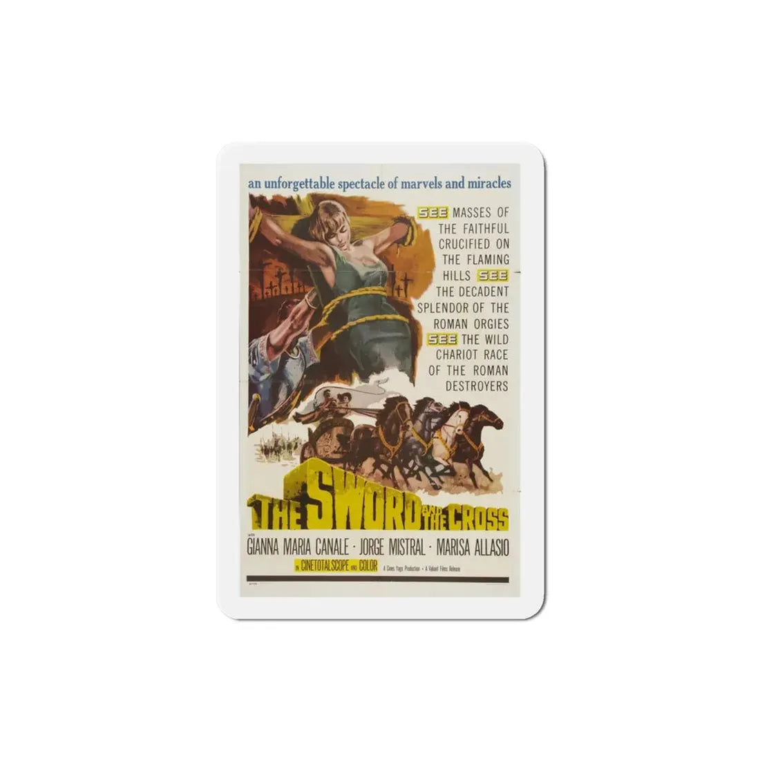 The Sword and the Cross 1956 Movie Poster Refrigerator Magnet 3 Inch - The Sticker Space