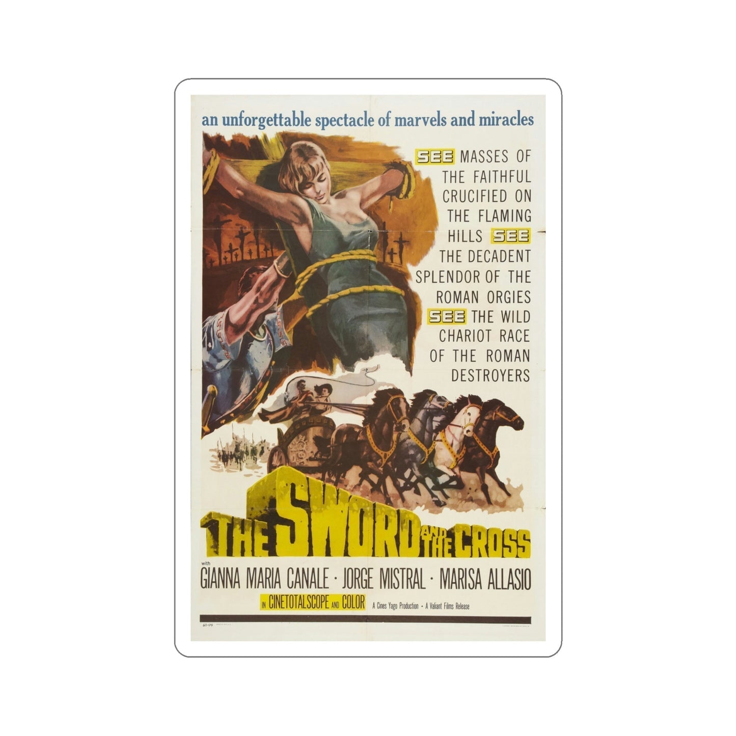 The Sword and the Cross 1956 Movie Poster STICKER Vinyl Die-Cut Decal-4 Inch-The Sticker Space