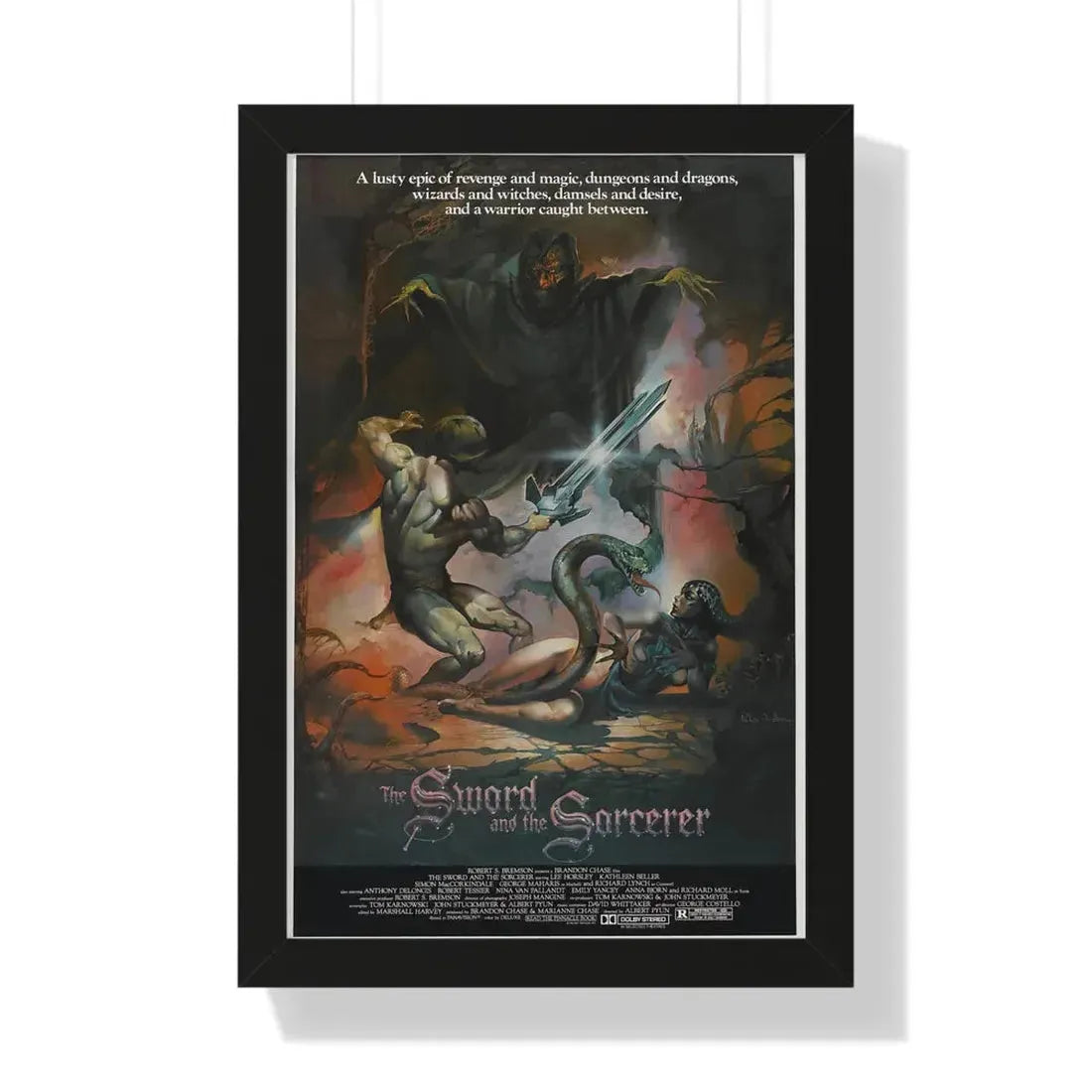 THE SWORD AND THE SORCERER 1982 - Framed Movie Poster 16″ x 24″ Black - The Sticker Space