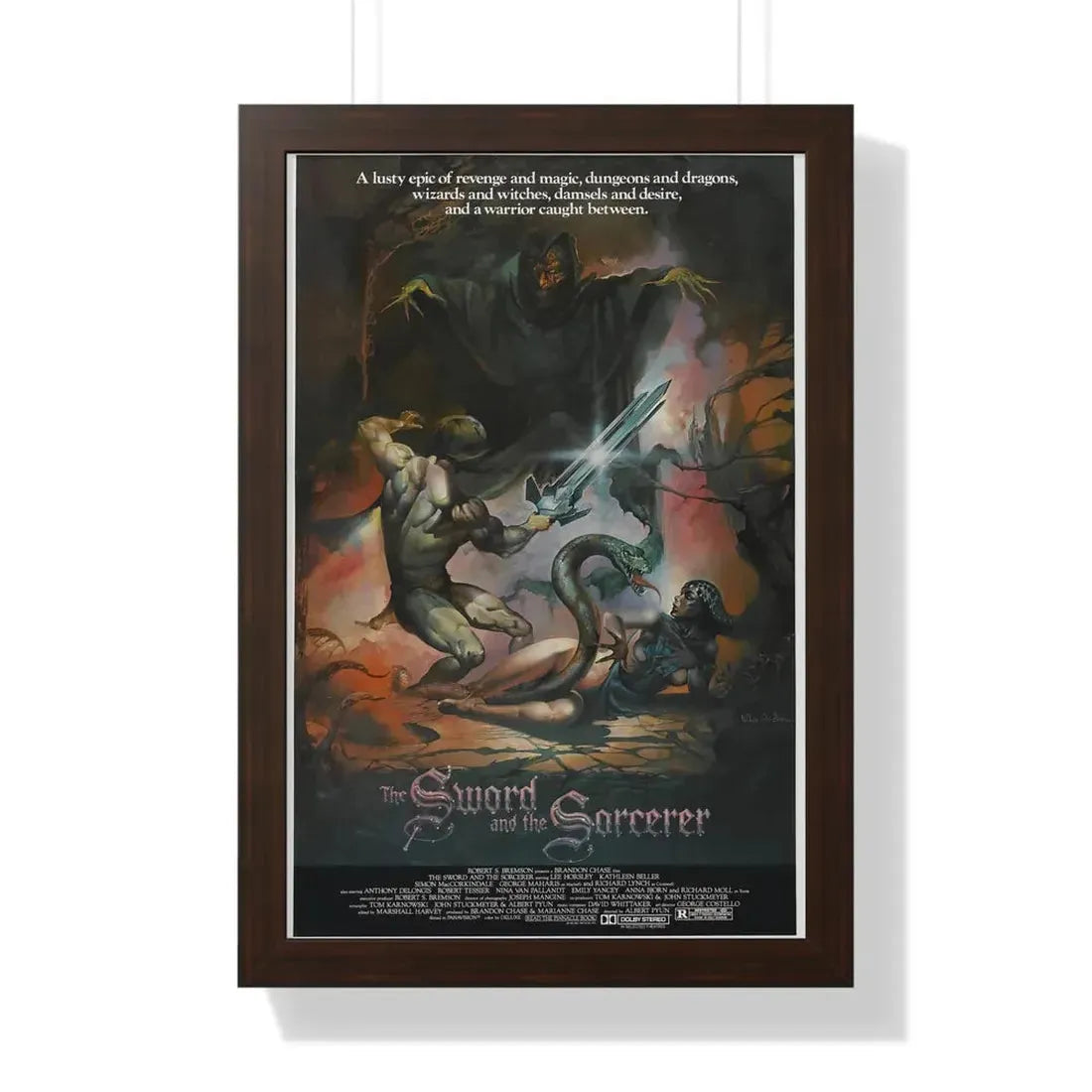 THE SWORD AND THE SORCERER 1982 - Framed Movie Poster 16″ x 24″ Walnut - The Sticker Space