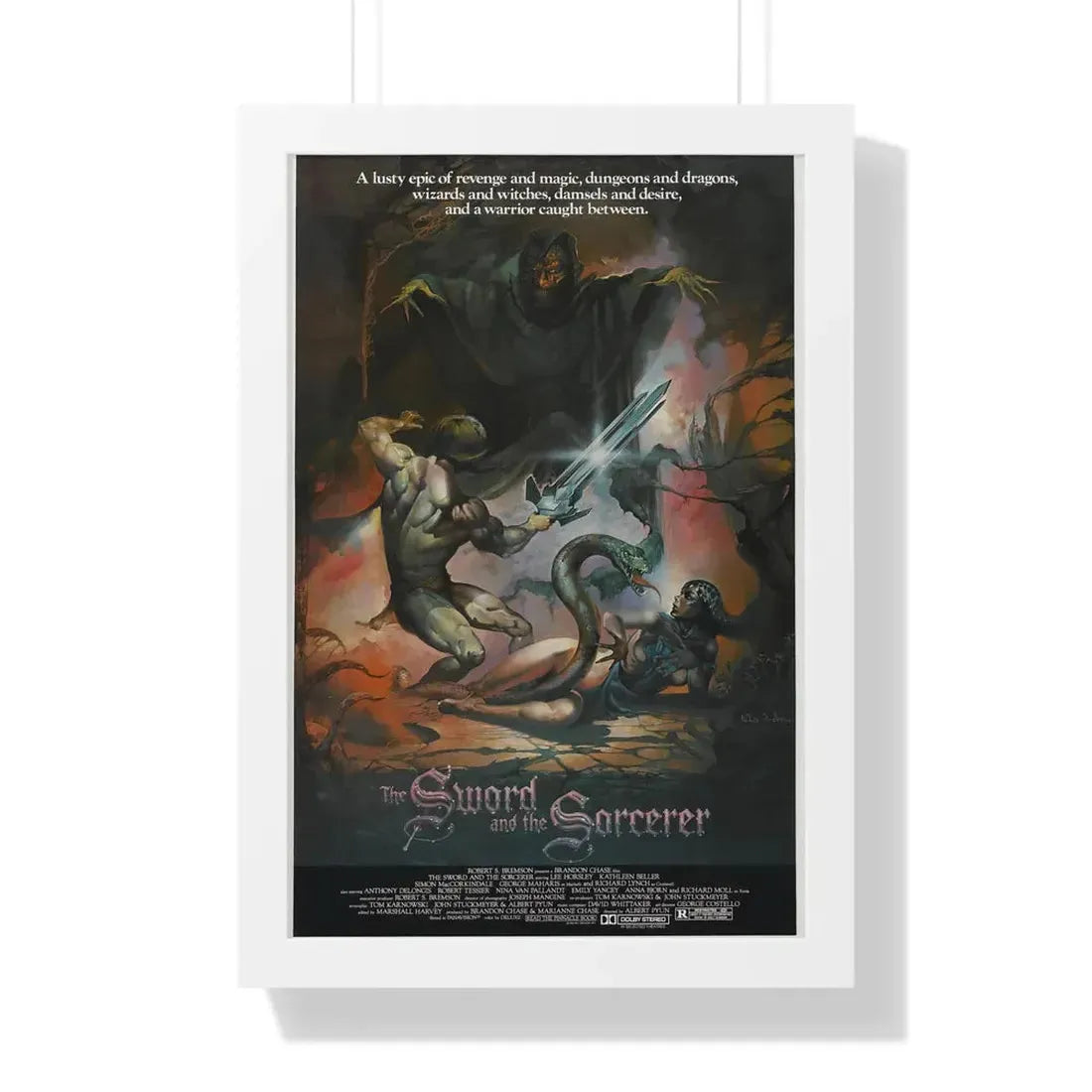 THE SWORD AND THE SORCERER 1982 - Framed Movie Poster 16″ x 24″ White - The Sticker Space