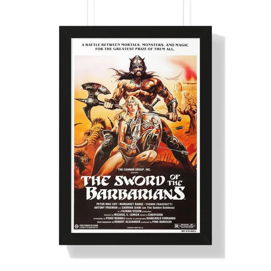 THE SWORD OF THE BARBARIANS 1982 - Framed Movie Poster 16″ x 24″ Black - The Sticker Space