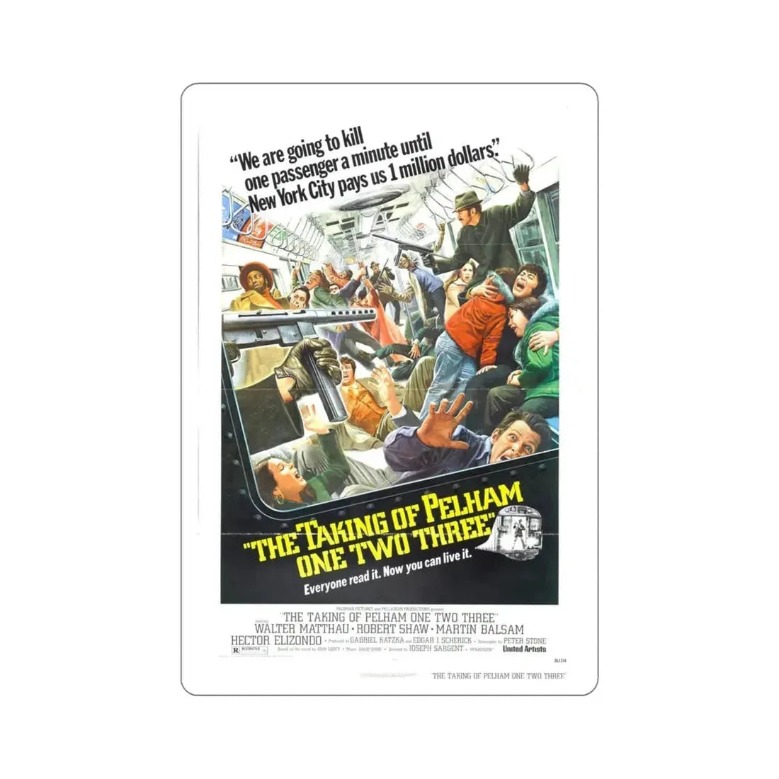 The Taking of Pelham One Two Three 1974 Movie Poster STICKER Vinyl Die-Cut Decal 5 Inch - The Sticker Space