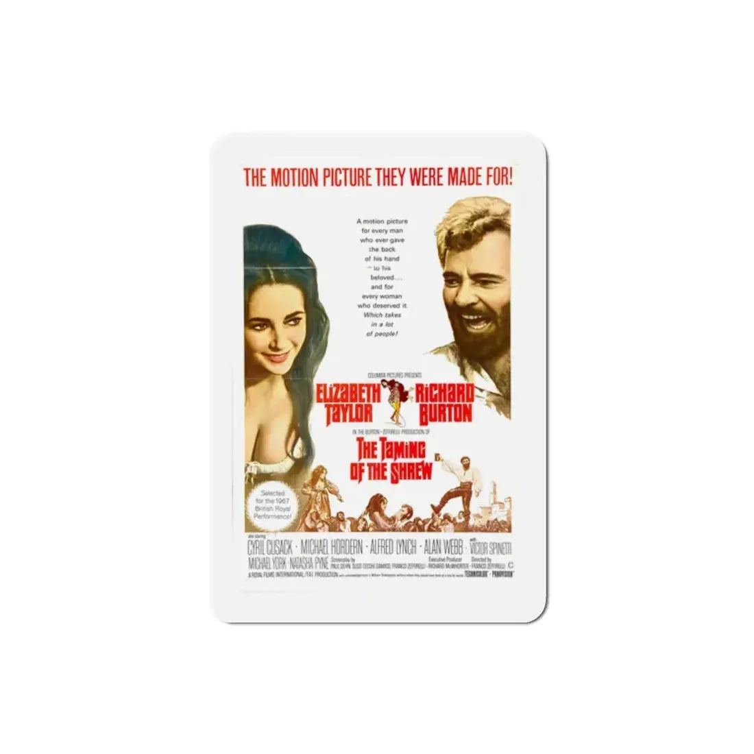 The Taming of the Shrew 1967 Movie Poster Refrigerator Magnet 2 Inch - The Sticker Space